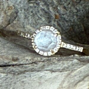 Suzanne Kalan “White Rose” Diamond/White Sapphire gold ring. New in box.